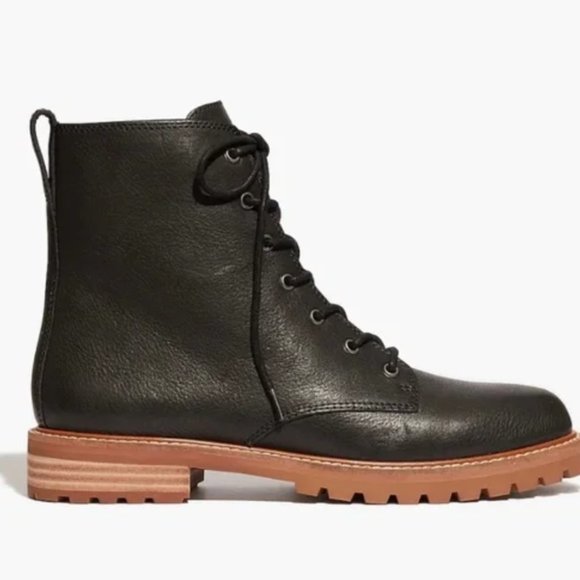 Madewell Black Leather Combat Boots - Picture 2 of 9